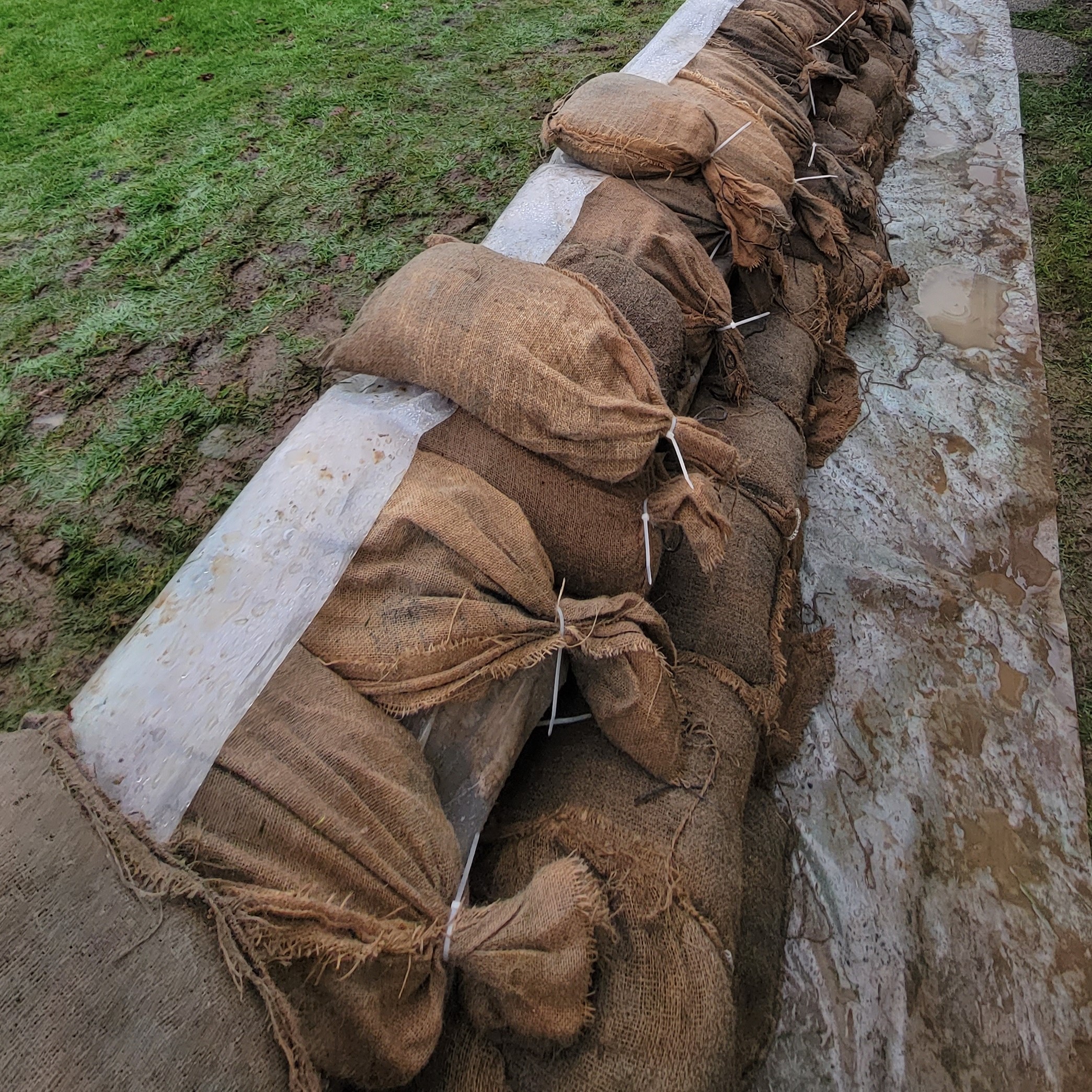 A pile of sandbags